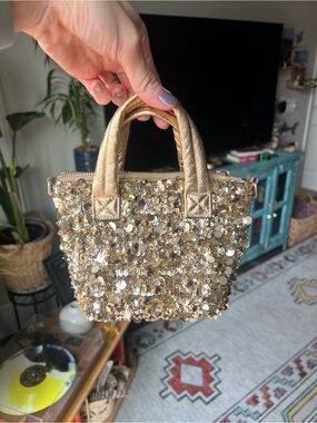 MZ Wallace Petite Metro Tote Deluxe - Sequin Mini Tote Bag w/ Strap